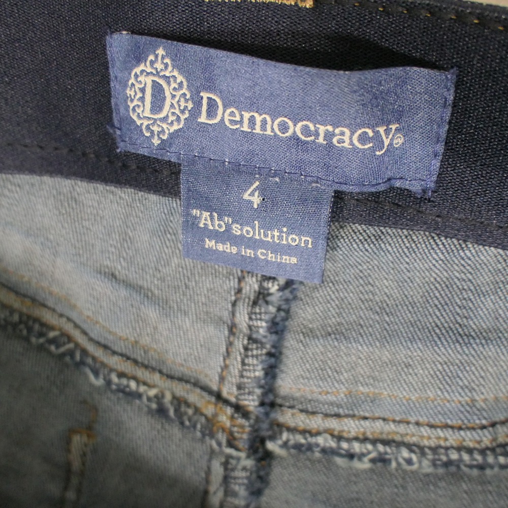 Democracy Womens Jeans 4 Blue Absolution Straight Leg Boho Edgy Raw Hem Slit - Picture 2 of 9